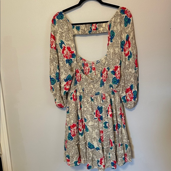 Free People Backless Floral Dress in Red and Blue - Picture 3 of 3